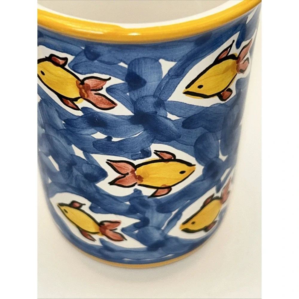 Rare‎ Vintage Donacer Portugal Hand painted Swimming Fish Cup  #453